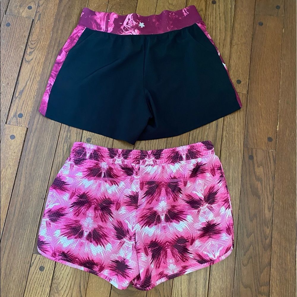 TEK Gear pink floral‎ and tie dye running athletic shorts 2 pack